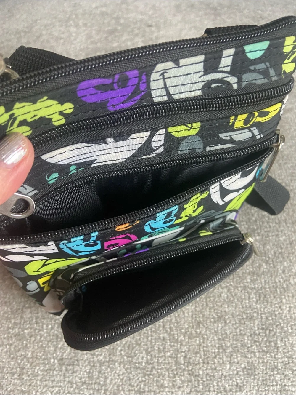 Disney Small Crossbody Bag in Black with Multicolor Character Print